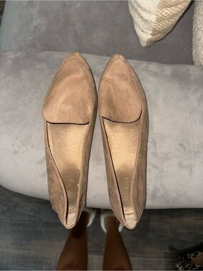 Old Navy Taupe Suede Pointed-Toe Flats